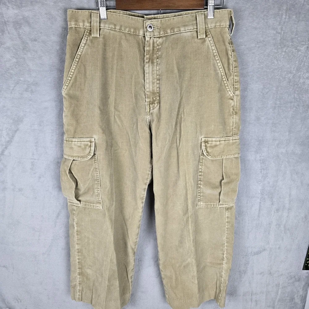 Vintage Levis SilverTab Corduroy Cargo Pants Mens‎ 34x32 Tan Khaki 90s Straight